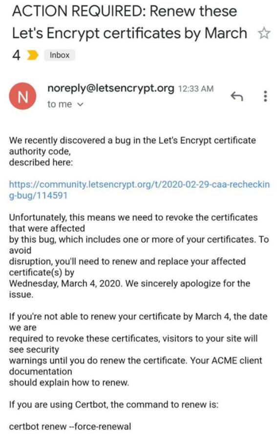 Let’s Encrypt：因受漏洞影響 3月4日起將吊銷部分TLS證書