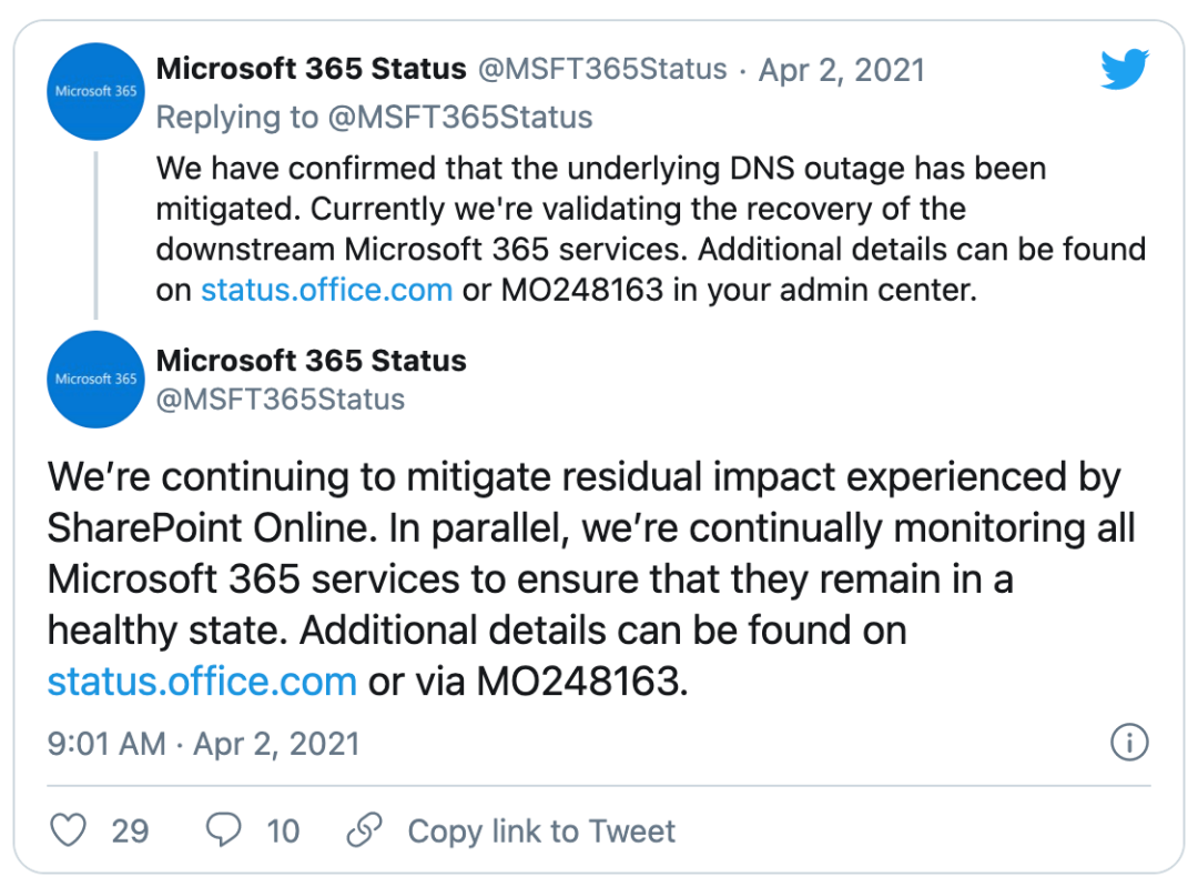 微軟眾多產(chǎn)品因DNS問題癱瘓：包括Azure、Office 365、Teams等